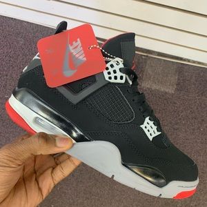 Air Jordan 4 Bred/ All Sizes 4-13/ Black and Red/ Authentic